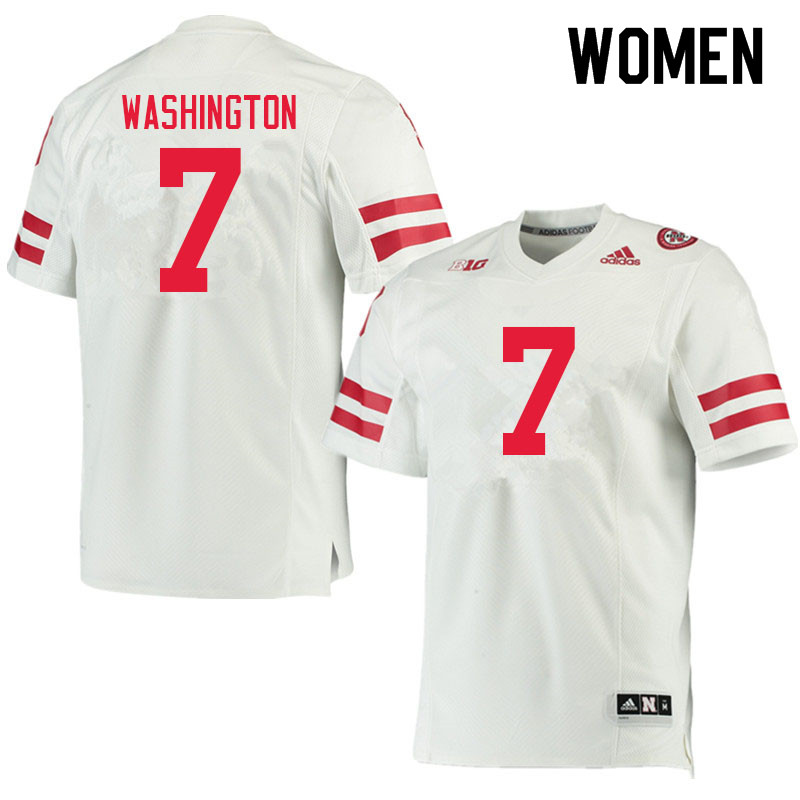 Women #7 Marcus Washington Nebraska Cornhuskers College Football Jerseys Sale-White